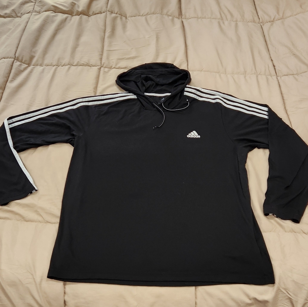 ADIDAS Long sleeve lightweight pullover hoddie-tshirt with hood , size XL